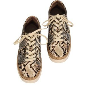 Crown Vintage - Adelite Faux Snakeskin Low-Top Sneakers Blue Cream 7.5